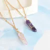 Hexagonal Prism Crystal Stone Necklaces Bullet Chakra Pendants for Women Lady Fashion Jewelry Gift will and sandy Drop Ship