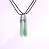 Zielony Aventurine Jade Pilar Kamień Naszyjnik Naturalny Kryształ Sześciokątny Szeczasty Gemstone Amazonite Punkt uzdrowieniowy Dobrobycie Zaufanie Naszyjnik Witch