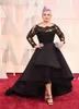 Chic Black High Low Abendkleider Abendgarderobe Sheer Bateau Neck Plus Size Spitze Abendkleider Mit Langen Ärmeln Tiered Günstige Abendkleid