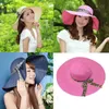 2017 nouveau large bord disquette pli chapeau de soleil chapeaux d'été pour les femmes porte Protection solaire chapeau de paille femmes chapeau de plage M029