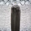 Silbergraue Micro-Ring-Haarverlängerungen, 100 g, Micro-Link-Echthaarverlängerungen, brasilianische glatte Mikroperlen-Haarverlängerungen, 100 g