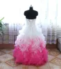 Hot Koop Wit Fusia Baljurk Quinceanera Jurken 2017 met kristallen Beaded Formal Prom Sweet 16 Pageant Debutante Party Gown BM70