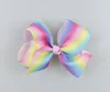 10pcs jojo Xmas Romantic 9cm Pastel flora ombre Rainbow ribbon hair bows Alligator clips Dance hair bobbles Accessories HD3480