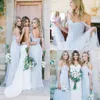Light Sky Blue Chiffon Bridesmaid Dresses 2019 Off-shoulder Beach Boho Long Wedding Guest Party Gowns Robes de demoiselles d'honneur