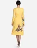 Animal Print Women A-Line Dress Elegant Long Sleeve Dresses 09K570