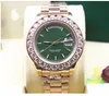 Luxury Christmas Gift 228238 18k Rose Gold Big Diamond Bezel Day Date 41mm Mens Automatic Watch green Dial Men's Sport Wrist Watches