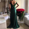 Szmaragdowy Zielony Maxi Prom Dress Wysokiej Jakości Jasne Dziewczyny Off Ramię Kobiety Długie Formalne Wieczorowe Party Gown Plus Size Vestidos de Festa