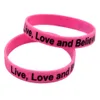 100st live kärlek och tro på ett botemedel silikon armband tryckt motivational logo vuxen storlek rosa