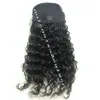 1 PCS Clipe Em Rabos De Cavalo Onda Crespo Onda Do Cabelo Humano Com Cordão Rabo De Cavalo Encaracolado Clip In Preto Elástico Extensão Do Cabelo Curto Para Africano Americano