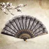 Vintage Fancy Dress Costume Chinese Costume Party Wedding Dancing Folding Lace Hand Fan Black2925164
