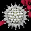 Blue Pearl Flower Broche Pins Silver Polated Sunflower Broches Corsage sjaalclips voor vrouwen bruiloft sieraden kerstcadeau Drop Ship