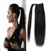 22 "Human Hair Ponytail Wrap Around Clip In Pony Vail Hair Extensions for Women Off Black (# 1b)