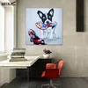 100% Handmade Cute Chihuahua Dog Oil Painting on Canvas Modern Cartoon Animal Lovely Pet Paintings For Room Wall Decor2525