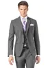 Latest Design Two Button Gray Groom Tuxedos Groomsmen Best Man Suits Mens Wedding Blazer Suits (Jacket+Pants+Vest+Tie) NO:456