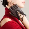 Fingerless Gloves Wholesale- Nappaglo Fashion Women Half Finger Genuine Leather Lambskin Sexy Mittens Ladies Dance Driving Sheepskin