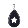 Amulett Magic Water Drop aushöhlen fünfzackigen Super Star Mix zufällige Crystal Dalmaiton Jaspis blau Goldstone Glück Anhänger für Halskette