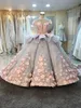 Superbe robe de bal robes de mariée à la main fleurs 3D Floral Applique Puffy princesse dentelle robes de mariée en dentelle Jupes à étages Mak Tumang Designer