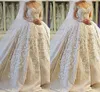 USA Canada Vintage robe de bal robes de mariée 2k17 Illusion décolleté pure 3D Appliques manches longues robe de mariée robes de mariée personnalisées