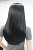 Hivision 2017 Новая мода 34 парик с повязками на голову угольно-черный прямой синтетический женский039s парики с половиной волос19694813968248