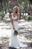 Country Sexy Backless Trumpet A Line Wedding Dresses Spaghetti Strap Full Lace Wedding Dress Cheap Mermaid Sweep Open Back BOHO Bridal Dress