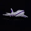 100pcs/Lot Rhinestone Airplane Hostess Brouches Colonfullitful Crystal Airplane Pin Brooch 2inch x 0.75inch