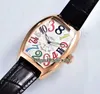 New Crazy Hours Color Dreams 8880 CH Black Dial Automatic Mens Watch Rose Gold Case Leather Strap High Quality Gents Watches Hello286o