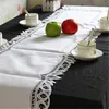 16x53" Europe WHITE Lace Table Runner Hand Embroidery Ployester Lace Wedding Decoration Embroidered Floral Table Cover Dustproof Runners