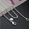 Collier de chaîne de perles en acier inoxydable, ton argent de 2.4mm, avec fermoir à homard, porte-clés de chaîne d'étiquettes de chien à la mode G218