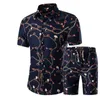 Nuove camicie da uomo estive + pantaloncini Set camicia hawaiana stampata casual Homme Set di abiti da uomo con stampa corta da uomo Taglie forti