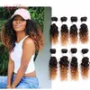 Ombre brown 8 pcs onda solta extensão do cabelo brasileiro, mongol curly trança de cabelo humano tranças de crochê jerry misturado tecer cabelo para a UE, EUA