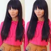 Очаровательный шелковистый прямой парик моделирование бразильский человеческих волос парики длинные шелковистые прямые парики с челкой для чернокожих женщин