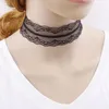 Collana girocollo in pizzo semplice bianco nero Collana girocollo con colletto di gioielli senza collo fatto a mano vintage gotico con nastro largo per le donne