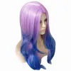 WoodFestival peluca ombré rosa azul ondulada larga multicolor fibra sintética pelo resistente al calor pelucas cosplay niña mujer 9289487