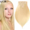 ELIBES Remy-Jungfrau-europäisches Haar-Klipp in den Extensions 7PCS 120g Klipp in den geraden Haar-Verlängerungen Blondes Klipp in den Menschenhaar-Erweiterungen