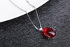 YHAMNI Luxury Original Ruby Crystal Pendant Necklace 925 Solid Sterling Silver Jewelry Necklace for Women N116
