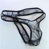 Męskie Sexy Thong T Back Spider Web Lace C-Thru See przez G1559 Mężczyźni Zabawa Bielizna