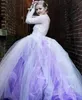 Erstaunliche helllila und weiße Tüll-Brautkleider, sexy rückenfreie Spitzenapplikationen, Brautkleider 2018, Ballkleid nach Maß, Vestidos