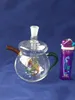 Accessoires de bongs en verre de narguilé en forme de théière, tuyaux en verre uniques de brûleur à mazout