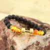 Yeni Varış Lava Rock Boncuk Bilezik Altın dambıl ile amber lampwork cam boncuk streç bileklik Için womenmen Moda Takı