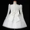 2017 New Flower Girl Dresses with Bow Long Sleeves Wedding Party Communion Pageant Dress for Little Girls Kids/Children Dress