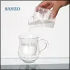 Tazze da 250 ml per caffè da latte con tazza creativa in vetro a doppia parete resistente al calore e all'ingrosso