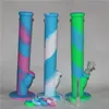 2pcs silicone water pipes silicone bong with glass accessories mix color silicon oil rig glass water pipe