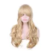 Synthetic Wigs Woodftival Long Blonde Curly Wigs Natural Hair Wig Blond Fiber Synthetic Wigs with Bangs Good Quality