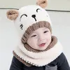 Winter-Babymütze und Schal, niedliche 3D-Katze, gehäkelte Strickmützen für Kleinkinder, Jungen, Mädchen, Kinder, Halswärmer