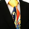 Q20 Pattern Orange Yellow Blue Navy Mens Ties Necktie 100% Silk Printing Handmade New