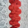 Red Tape In Human Hair Brazilian Body Wave human hair tape extensions 40 pcs Natural body wave tape in skin weft hair extensions 100g