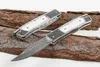 Высокое качество Damascus складной нож костной ручкой EDC карманные ножи Открытый кемпинг Пешие прогулки на рыбалке выживание редуктор с кожаной оболочкой