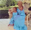 Summer family matching clothing maxi solid chiffon Mother Daughter Dresses Family look Clothing Beach mom and daughter matching dress