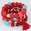 2020 Bohemiska armband för kvinnor Tassel Charm Armband Bangles Candy Color Bijoux Multilayer Pulseira Feminina Armelets2939