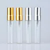 Parfum-flessen 5 ml 10 ml transparant glazen spray fles lege duidelijke hervulbare parfum verstuiver met goud zilver cap draagbare monster flesjes B706